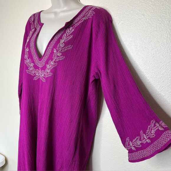 Old Navy Metallic Embroidered Beach Swim Cover Up Tunic Dress Pink Women Large - Picture 4 of 13